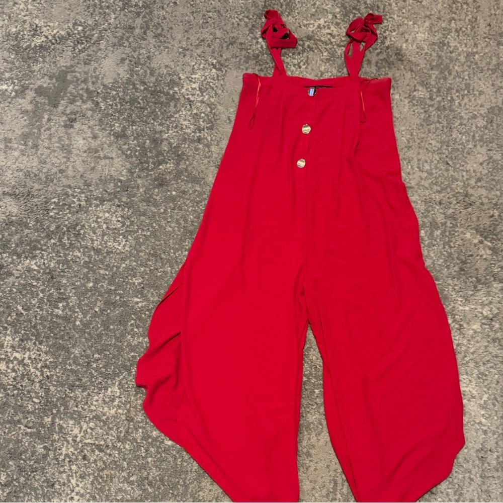 Vibrant Hot Pink Jumpsuit with Button Accents